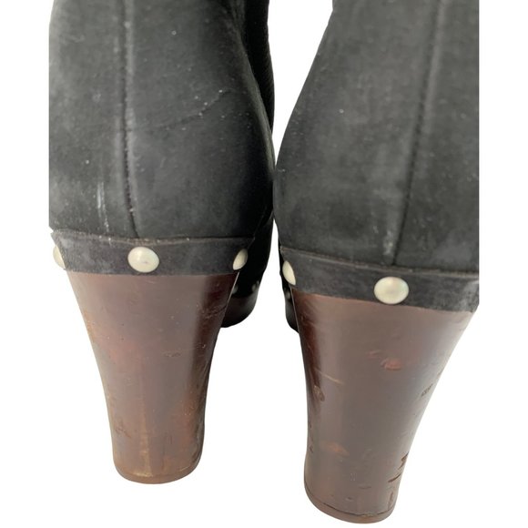 UGG Carnegie Black Suede & Shearling Lined Boots Size 9 1001317 Stud 6809 - Picture 8 of 14